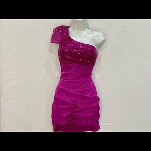 Purple Violet Sequin Bodycon One Shoulder Prom Dress